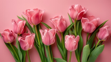 pink tulips on a white