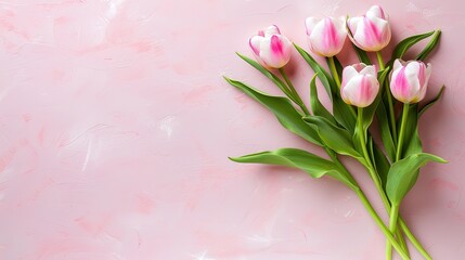 bouquet of pink tulips isolated on white