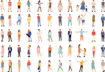 men and women, boys and girls, set on white background vector