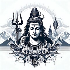 Lord Shiva : Vector Illustration Background