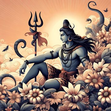 Lord Shiva : Vector Illustration Background