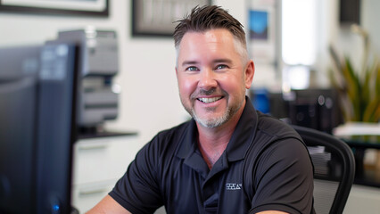 a computer engineer in a black uniform