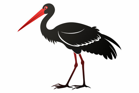 recommend clip art: Painted stork black silhouette vector .