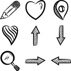 Collection of interesting social media icons with neat lines, Social media neat doodles