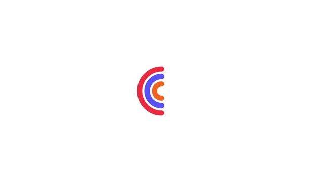 Loading bar, circle logo, white circle, black background,