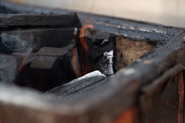 バーベキューの炭火