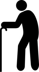 Old man with staff icon for graphic design, logo, web site, social media, mobile app, ui illustration