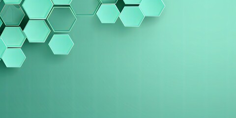 Mint Green hexagons pattern on mint green background. Genetic research, molecular structure. Chemical engineering