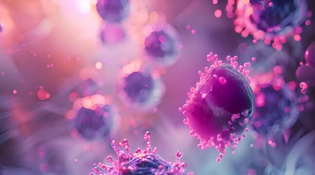 Model 3D of pathogens with striking, representing medical scientific research.