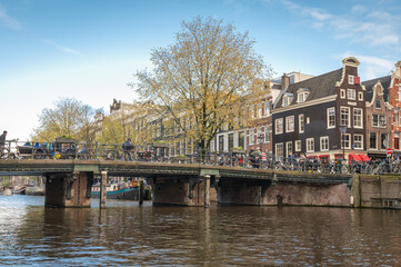 Bridge over a canal in Amsterdam, the Netherlands
