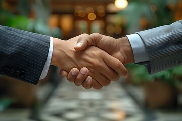 Successful Business Negotiation: Handshake - obrazy, fototapety, plakaty