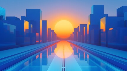 Obraz premium Synthwave 80's background. 1980's retro glowing neon light background with sun and city skyline.