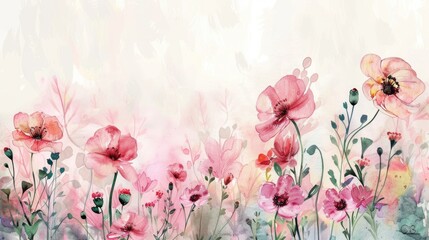 Elegant Watercolor Floral Background with Pink Blossoms