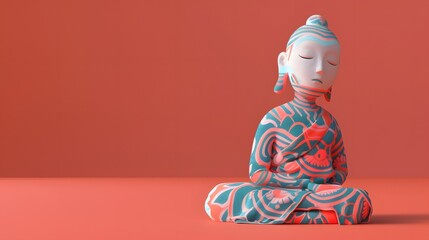 Beautiful colored Buddha face background from the concept of AI.