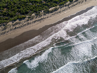 Amazing Ocean Wave Top-Down Aerial View Shot. Nature and Travel Concept.