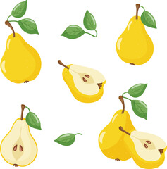 set of delicious ripe pears