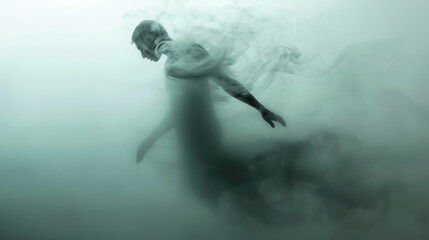 Man silhouette dissolving into smoke. National Mental Health Awareness