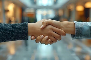 Corporate Unity: Close-Up Handshake - obrazy, fototapety, plakaty
