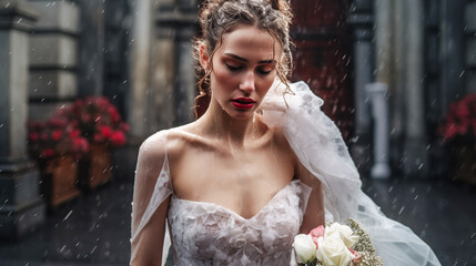Abandoned and under the Rain Bride is Unhappy