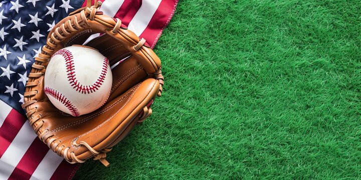 Playball. USA flag. copy space. - Powered by Adobe