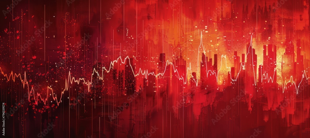 Aufkleber chart graph stock market business crisis statistic background. generative ai technology.
