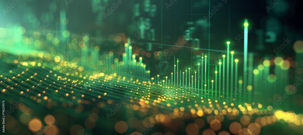 Aufkleber green statistic chart data. finance business economy market visualization. generative ai technology.