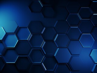 Navy Blue hexagons pattern on navy blue background. Genetic research, molecular structure. Chemical engineering. Concept of innovation technology. Used for design healthcare, science and medicine back