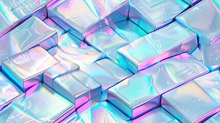 A seamless pattern with holographic glass mosaic, their iridescent reflections creating an ethereal and dreamy atmosphere - 796341585