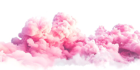 Pink fluffy cloudson light background illustration. Banner of beautiful sky