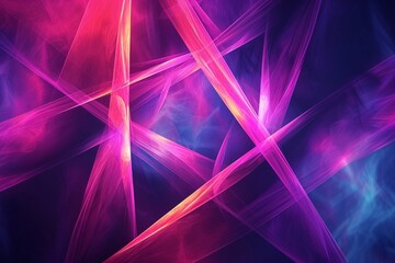 Vibrant neon triangles intertwining on a smooth gradient canvas, radiating luminous energy.