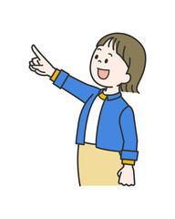 先を指さす女性