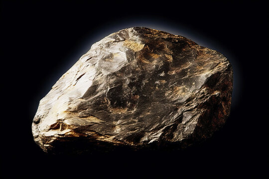 Paragonite is a rare precious natural stone on a black background. AI generated. Header banner mockup with space.