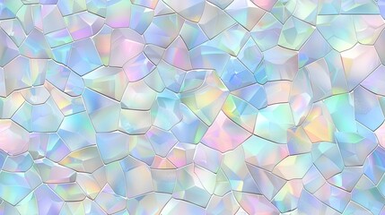 A seamless pattern with holographic glass mosaic, their iridescent reflections creating an ethereal and dreamy atmosphere