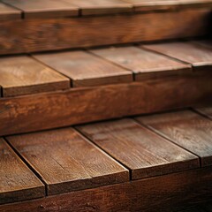 Close up view showcasing intricate details of a beautiful brown wooden staircase structure
