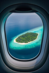 Island view from airplane window