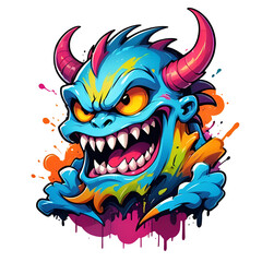 Graffiti abstract monster mascot logo modern art for t-shirt