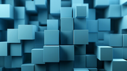 Cubes structure, cool blue tones, modern geometric pattern