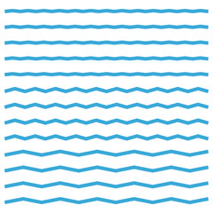 Adobe Wavy line and wavy zigzag pattern lines. Vector blue underlines, smooth end squiggly horizontal curvy squiggles ilustrator Artwork eps10