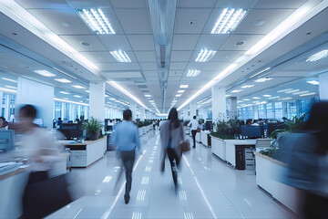 People hurrying to walk in office buildings