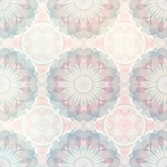 Delicate floral pattern, soft pastel colors, intricate symmetrical design