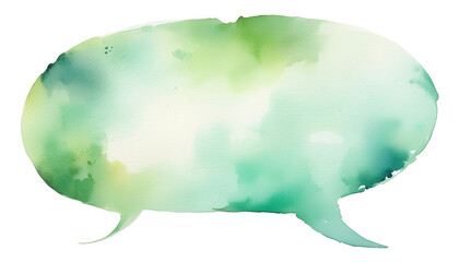 Abstract green watercolor speech bubble on white background, ideal for eco-friendly and sustainability concepts or Spring-themed designs
