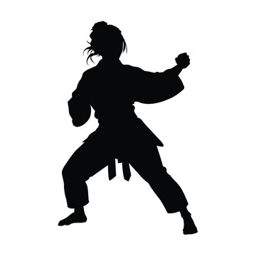 recommend clip art: silhouette of a women  martial arts wearing kimono