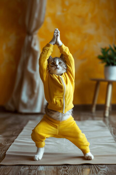 a cat doing Yoga generated by AI