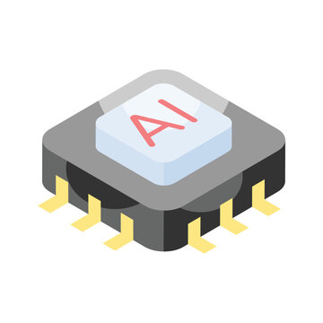 recommend clip art: Download this isometric icon of ai processor, microprocessor vector