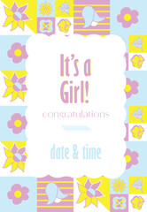 It's a girl! Floral tiles card