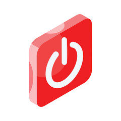 Grab this amazing isometric icon of power button, shutdown button