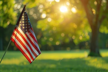 American Flag in public park