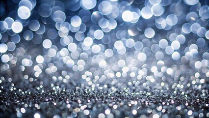 Silver colored bokeh lights background texture