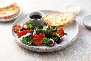 Kale salad with fresh vegetables