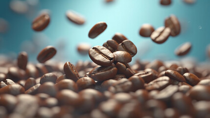 Coffee Beans with Blue Background
